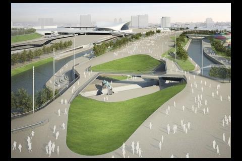 In legacy mode, the bridge comprises a pair of parallel structures spanning the river. A diagonal 2.5m-wide section forms a viewing gallery over the lock